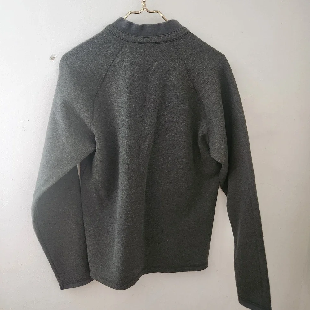 Adidas Mens Small Quarter Zip Pullover Heathered Green Gray Mock Neck Sweatshirt